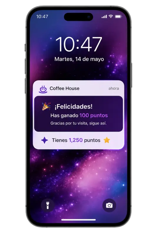 Push notification on the customer's screen