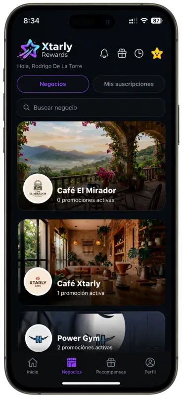 Varias marcas dentro de la app Xtarly Rewards